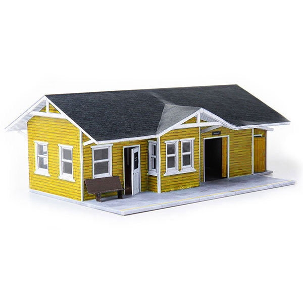 train depot yellow paper model building railroad