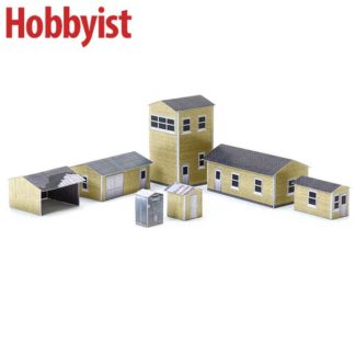 Yard buildings in wheat lapboard paper model kit