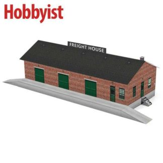 Freight house paper model kit in red brick
