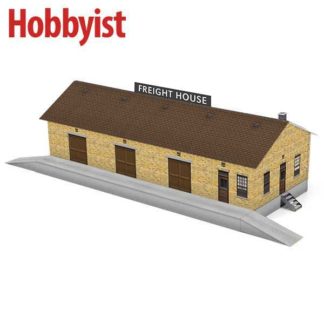 freight house paper model kit in yellow brick